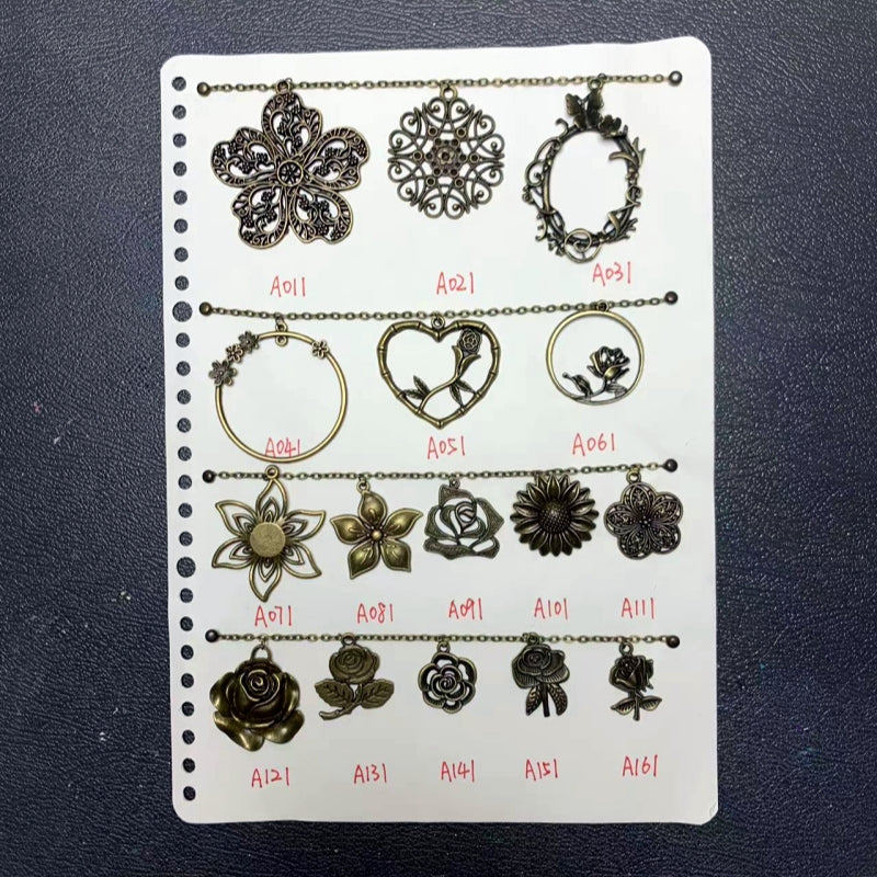 【bronze】vintage flower charms set for DIY craft