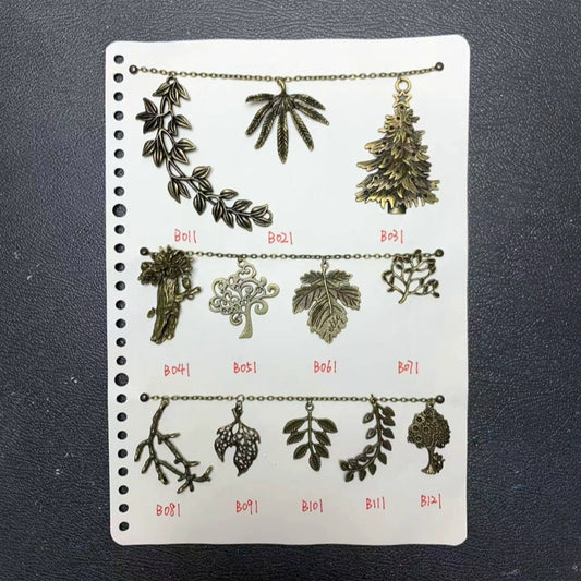 【bronze】vintage leaf/tree charms set for DIY craft