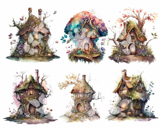 【paper】5 sheets A4 colorful BG paper-fairy house small for DIY craft