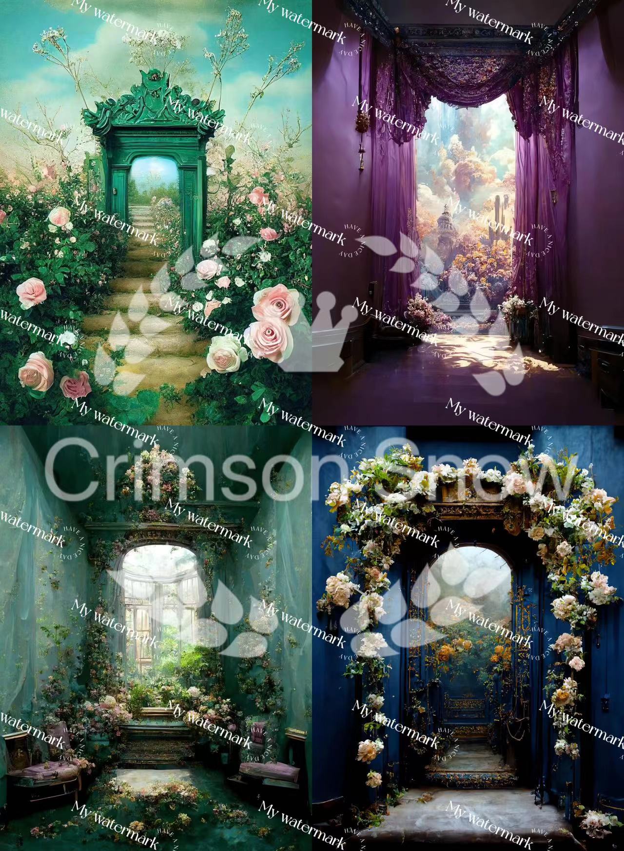 【paper】10 sheets A4 colorful BG paper-fantasy gate small for DIY craft