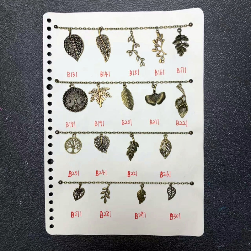 【bronze】vintage leaf/tree charms set for DIY craft