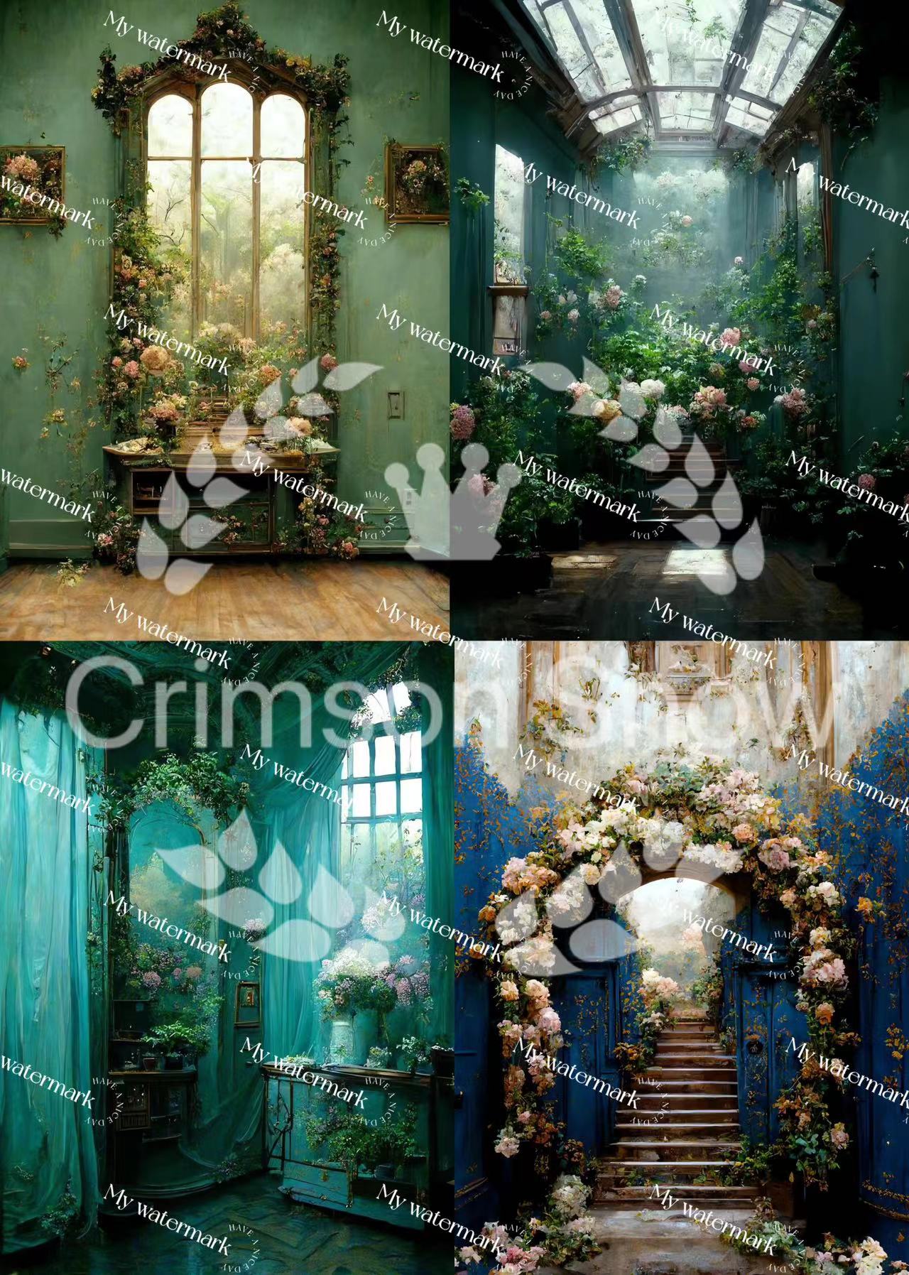 【paper】10 sheets A4 colorful BG paper-fantasy gate small for DIY craft