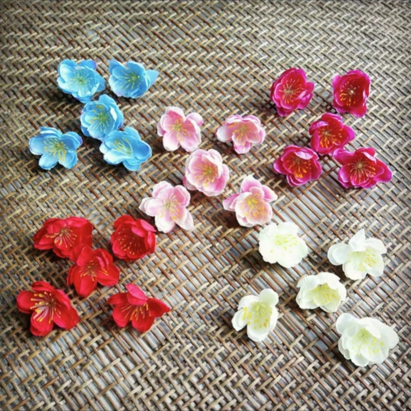 【fabric flower】mixed fabric flower & plastic leaves for DIY craft