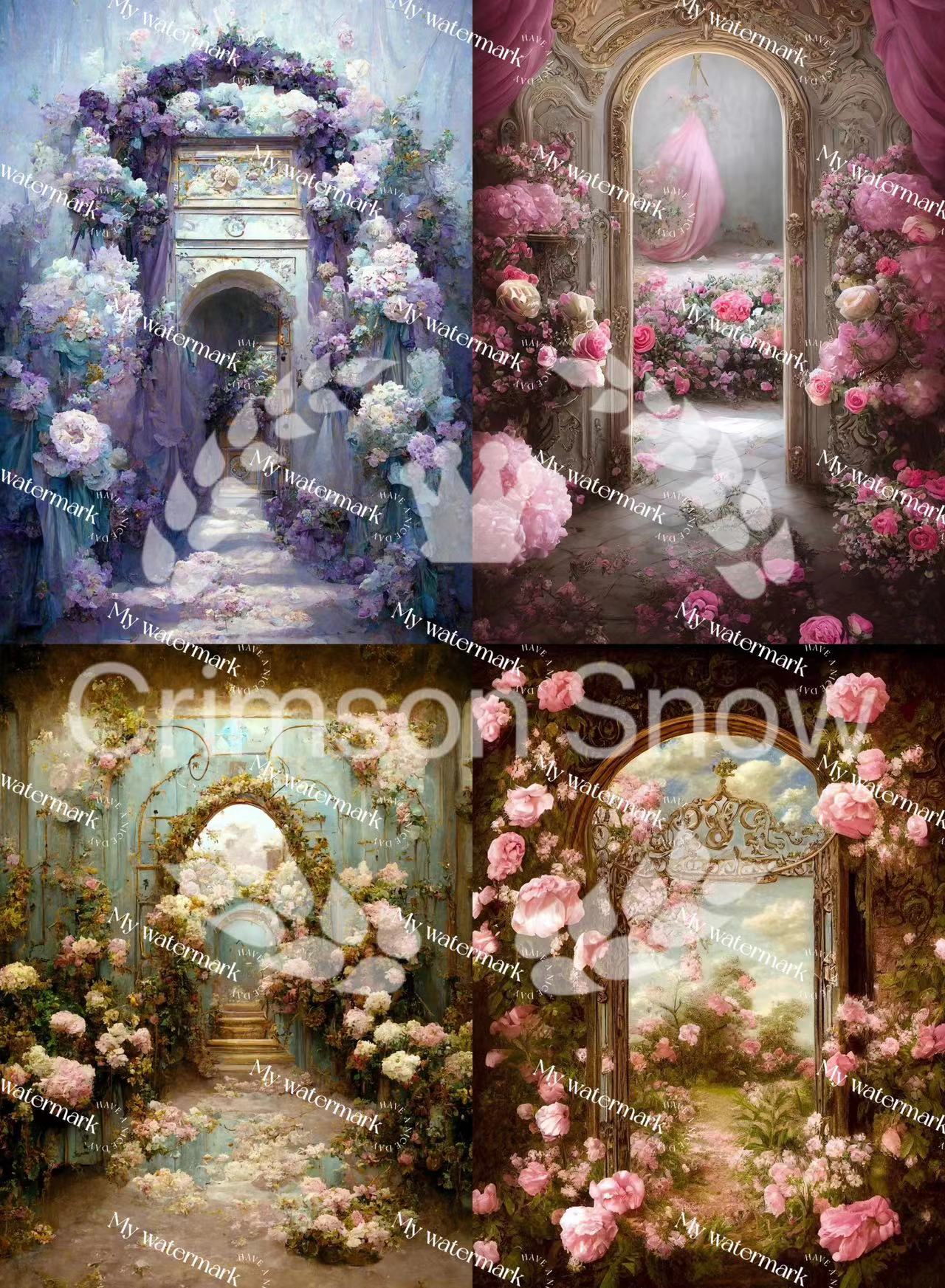 【paper】10 sheets A4 colorful BG paper-fantasy gate small for DIY craft