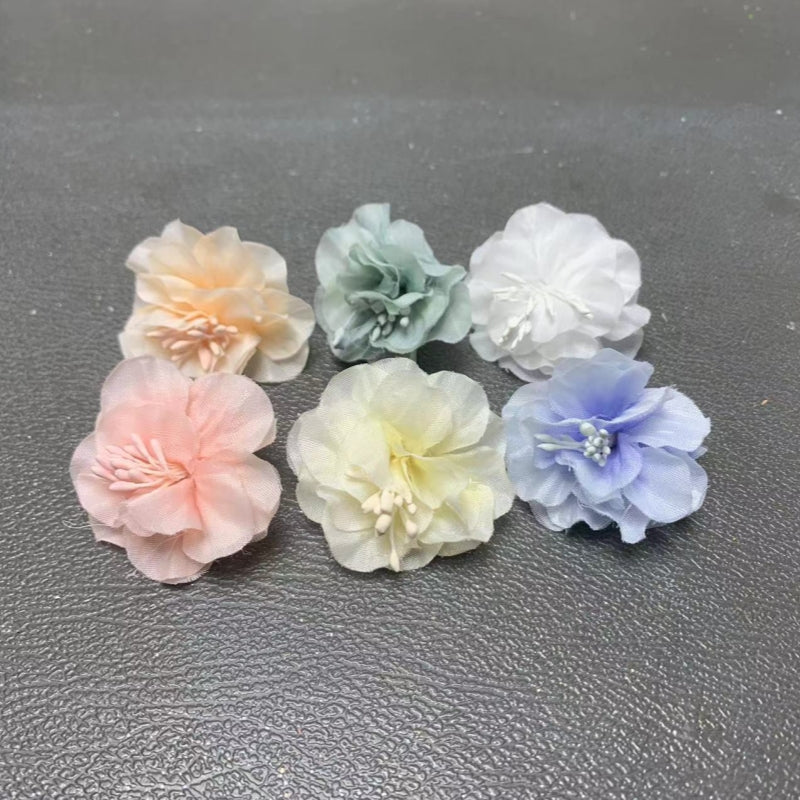 【fabric flower】mixed fabric flower & plastic leaves for DIY craft