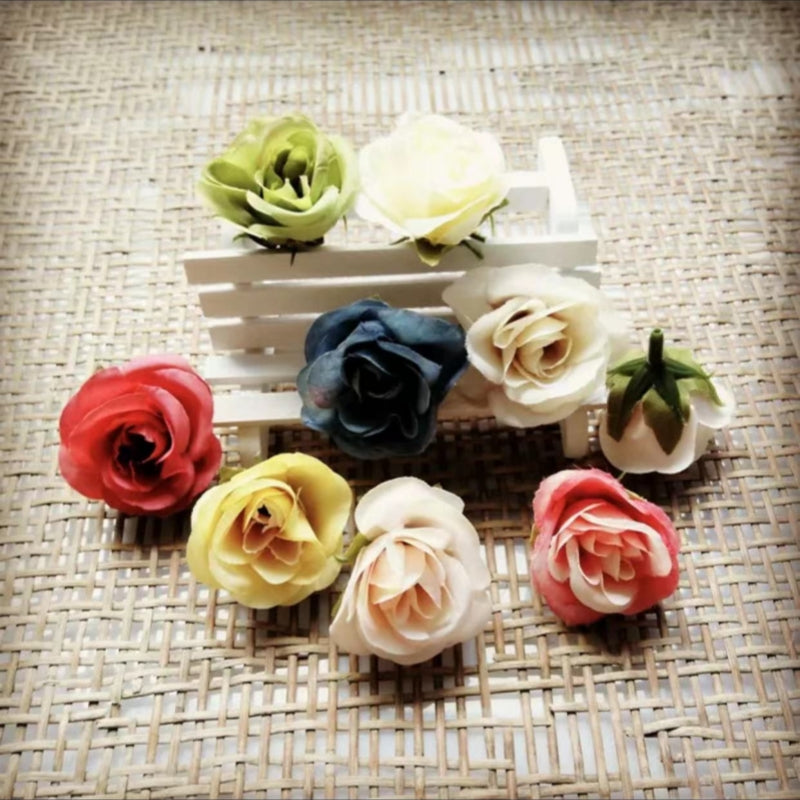 【fabric flower】mixed fabric flower & plastic leaves for DIY craft