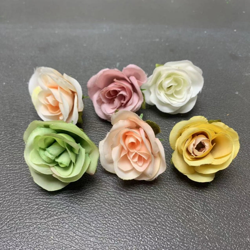 【fabric flower】mixed fabric flower & plastic leaves for DIY craft