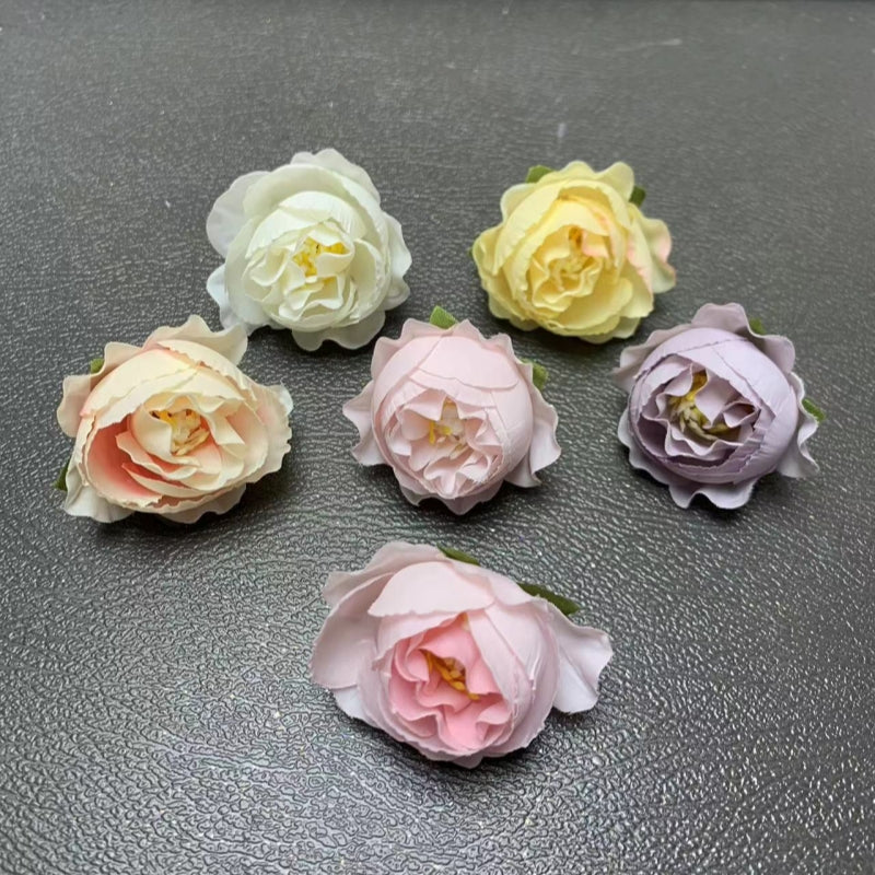 【fabric flower】mixed fabric flower & plastic leaves for DIY craft