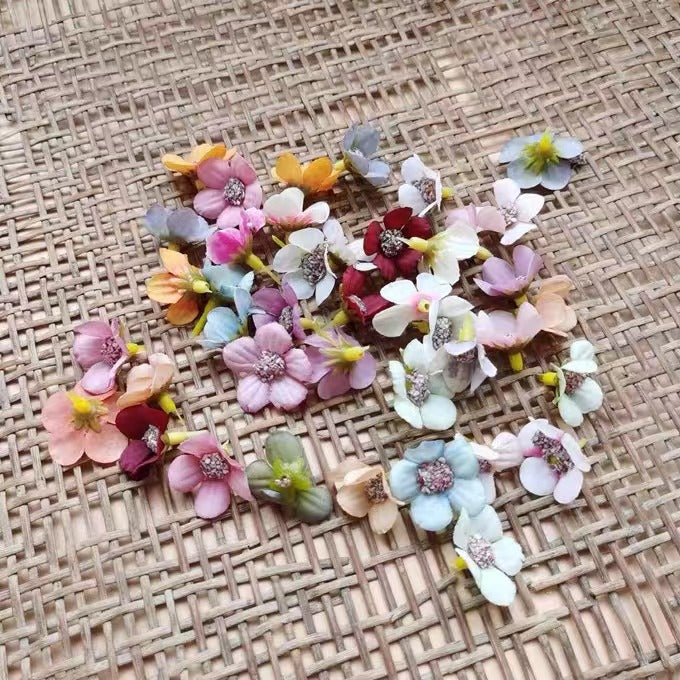 【fabric flower】mixed fabric flower & plastic leaves for DIY craft